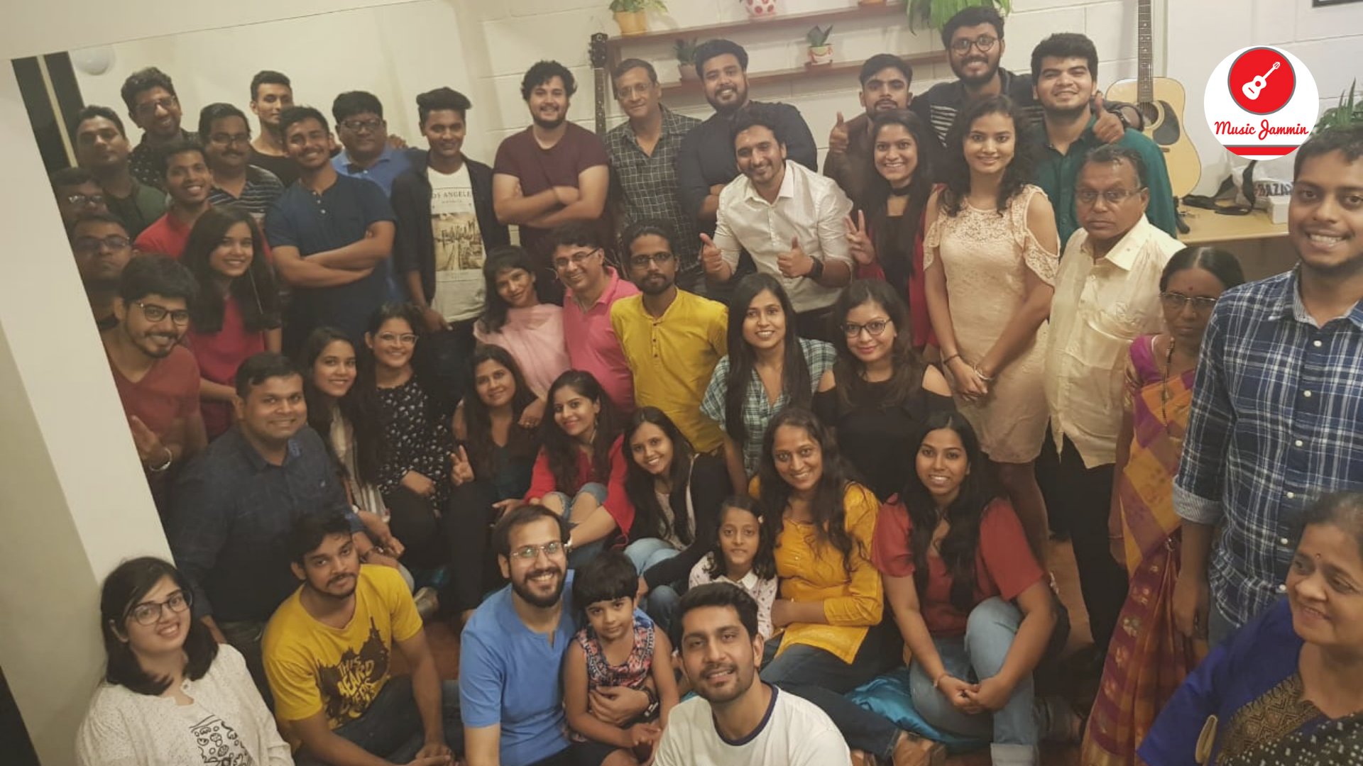 Large Music Jammin family group photo after a session